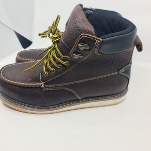 HISEA Ningo Moc-Toe Work Boots, Dark Brown, Size 12